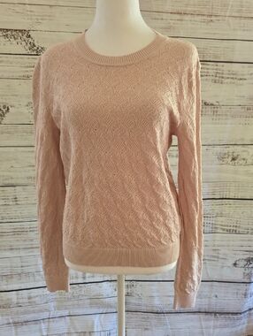 Club Monaco Blush Pink Cable Crewneck Sweater Sz M